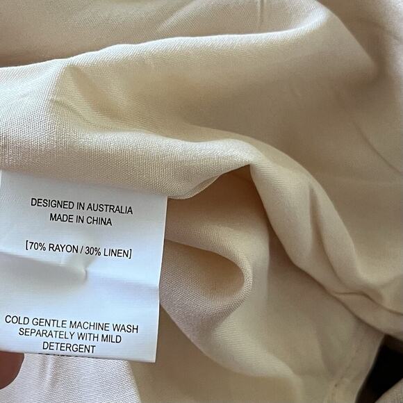 Petal & Pup Archer Linen Blend Midi Dress Size XL Oatmeal Neutral Coastal NWT - Picture 7 of 7